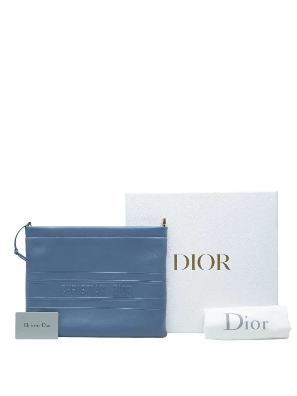 Dior Clutch Blue Gold Leather